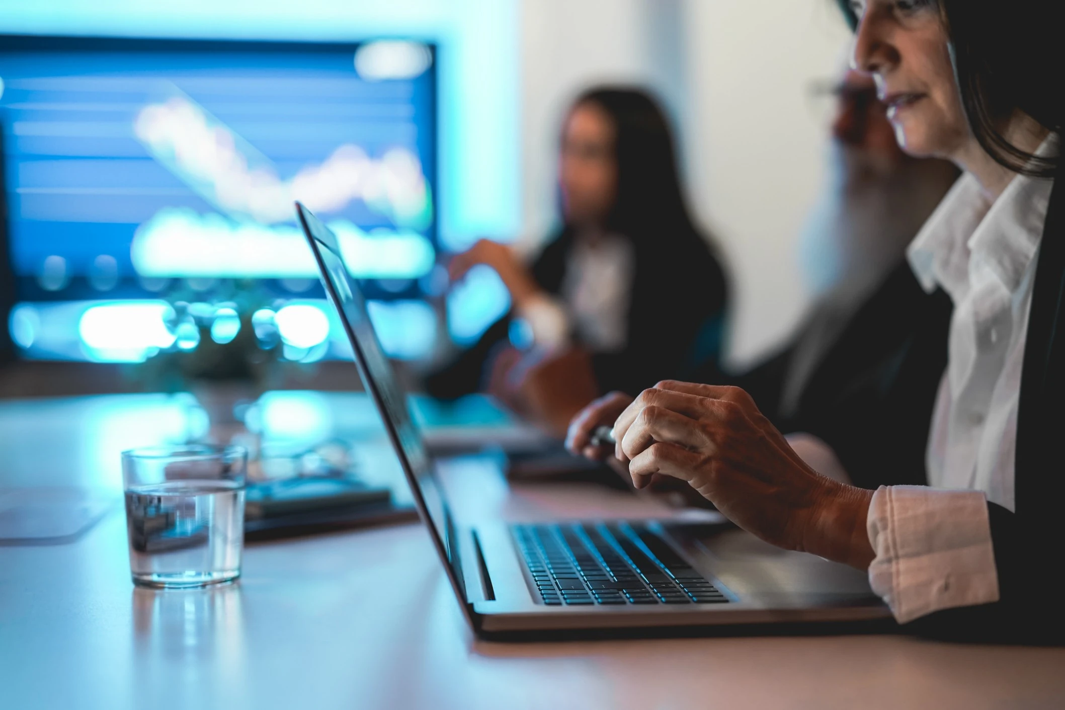 Workforce intelligence and HR analytics with Dynamics 365, showing professionals using digital tools for strategic workforce management, by Dynamics Monk.